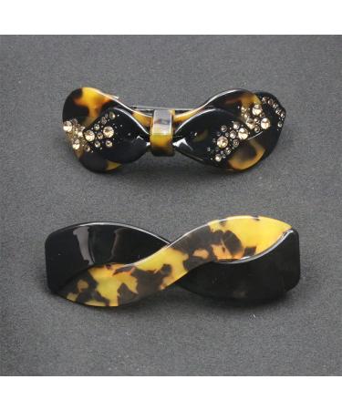 CHOISBEING 2 Pcs Non-slip French Tortoise Hair Barrettes with Crystal Rhinestones - Retro Hair Clips for Thick Hair (Tortoise) - Buy Online on GoSupps.com