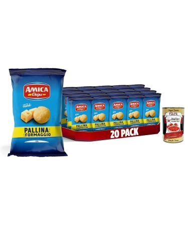 Italian Gourmet E.R. AMICA Chips | Cheese Flavored Chips Cheese Balls Baked Corn Snacks Monosodium Glutamate Without Sunflower Oil 20 x 125g + Italian Gourmet Pulp 400g