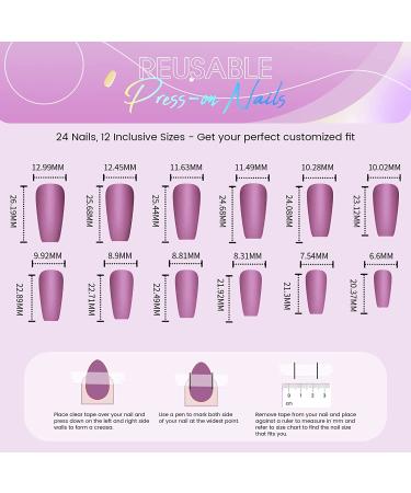 24 Ct Long Coffin Acrylic Press On Fake Nails - Nail File & Glue Included | Color 016 - Buy Online on GoSupps.com