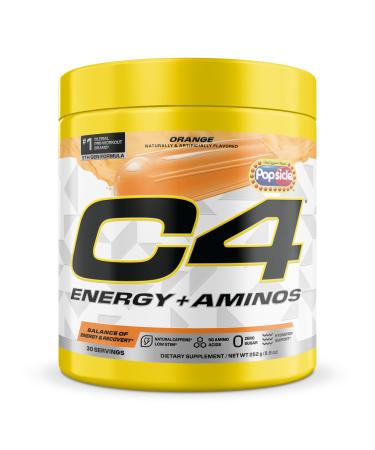 Cellucor C4 Energy + Aminos Powder | Orange Popsicle | 5g BCAA & EAAs for Muscle Recovery 3 Electrolytes for Hydration 100mg Natural Caffeine | Pre-Workout | Zero Sugar 30 Servings