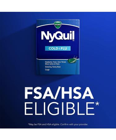 Vicks NyQuil Cough Cold & Flu Nighttime Relief - 24 LiquiCaps | Pharmacist Recommended Sore Throat, Fever, and Congestion Relief - Buy Online on GoSupps.com
