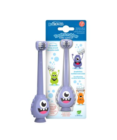 Dr. Brown's ToothScrubber Toddler Toothbrush  BPA Free  Ages 1-4  Monster Design Purple Monster