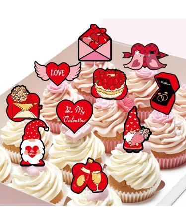 Cupcake Toppers 10pcs Glitter Red Happy Holiday Day Red Day Cupcake Decorations Cake Decoration Cake Topper Rose Diamond Heart for Valentine's Day Birthday - Buy Online on GoSupps.com