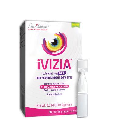 iVIZIA Lubricant Eye Gel for Severe and Nighttime Dry Eye Relief, Preservative-Free, Moisturizing, 30 Sterile Single-Use Vials 30 Count (Pack of 1)