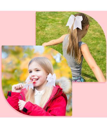 60 Pcs Large White Cheer Hair Bows for Girls - Grosgrain Ribbon Elastic Bands for Cheerleading & Sports - Buy Online on GoSupps.com