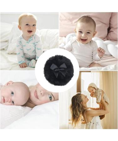 Baby Powder Puff - Ultra Soft Round Face Body Powder Puff with Ribbon Bow | Body Powder Applicator for Baby Kid Adult Makeup Tool for Home & Travel Black - Buy Online on GoSupps.com