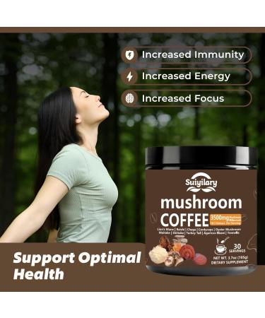 10 Mushroom Coffee with Arabica w Lion's Mane Reishi Mushroom Polysaccharides & More 3500mg(10:1) Extract Instant Mushrooms Powder for Focus Immunity Boost Memory & Clarity - 30 Servings mushroom coffee 3.7 Ounce (Pac  - Buy Online on GoSupps.com