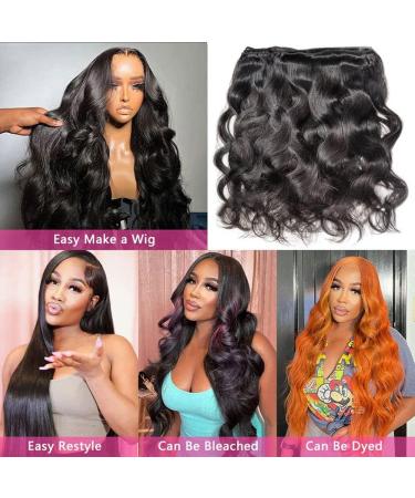 Brazilian Body Wave Virgin Hair Bundles + Transparent Lace Closure | Remy Human Hair Extension Set (18 20 22+16) | 4x4 Lace Closure Included - Buy Online on GoSupps.com
