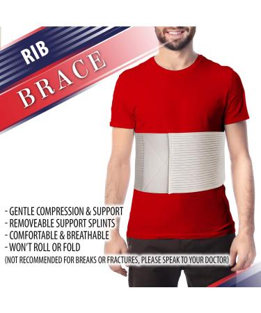 Rib Brace Chest Binder L/XL - Reduce Rib Cage Pain, Support for Injuries, Breathable Wrap for Men/Women (37-48) - Buy Online on GoSupps.com