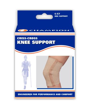 Buy Champion Knee Support Criss-Cross Knit Elastic - Beige Large | Best Quality International Shipping - Buy Online on GoSupps.com