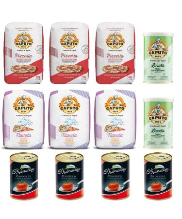 Caputo Mill 3x Molino Caputo Pizzeria Pizza Meel Flour 1kg + 3x Caputo Nuvola 1kg + 2x Caputo Dry Yeast 100 Italiaans drooggist 100g + 4x OSarracino Cherry Tomatoes 400g