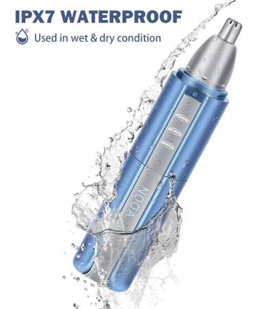 NOOA USB Rechargeable Ear Nose Hair Trimmer - Dual-Edge Stainless Steel Blades - Waterproof Electric Facial Hair Trimmer for Men Women - Blue - Buy Online on GoSupps.com