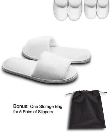 AhFulife Disposable White Slippers - 5 Pairs Unisex Terry Spa & Hotel Shoes for Women & Men (EU 36/38) - Buy Online on GoSupps.com