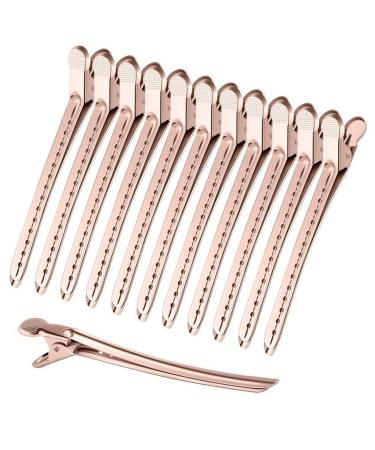 Hair Clips 5-piece hair clips duckbill hair clips rust-proof metal hair clips with holes for curly hair styling partition clips Blue Hair Clips (Size : Rose gold)