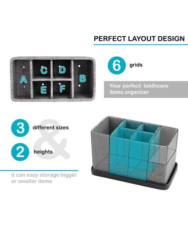 ZCCZ Large Toothbrush Holder - Stylish Gray Granite Bathroom Organizer for Electric Toothbrush Cosmetics & More - Buy Online on GoSupps.com