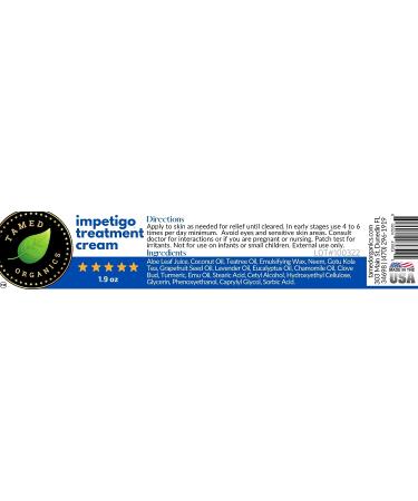 Tamed Organics Impetigo Symptom Relief Cream - Fast Acting Natural Formula - 1.9 oz - Anti Itching & Scarring - For Adults & Children - Buy Online on GoSupps.com