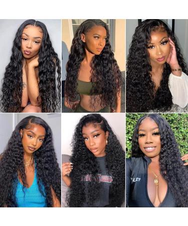Water Wave 13x4 HD Transparent Lace Front Human Hair Wig 22 Inch Natural Black Color - Brazilian Virgin Hair, Pre Plucked with Baby Hair - 180% Density for Women - Buy Online on GoSupps.com