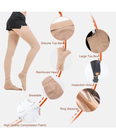 Ted Hose Compression Stockings for Women & Men | Anti-Embolism Thigh High 15-20 mmHg | XXL Beige - Buy Online on GoSupps.com