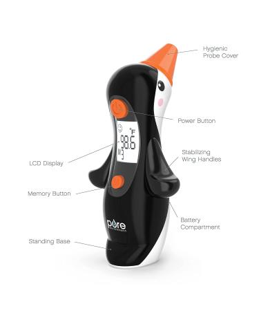 Pure Enrichment ThermoBuddy Penguin Ear Thermometer - InstaRead Technology, Backlit Display, 10 Memory Settings, Dual Scale, Fever Alert - Ideal for Babies - Buy Online on GoSupps.com