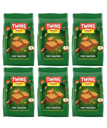 Twins Mini Wafers Cubes Biscuits (150 Gram) - Various Flavoured creamy & crispy Wafers - Crunch Anytime Anywhere - Perfect For TeaTime Snacks (Pack of 6 Hazelnut & Choco Filling) Hazelnut & Choco Filling Pack of 6