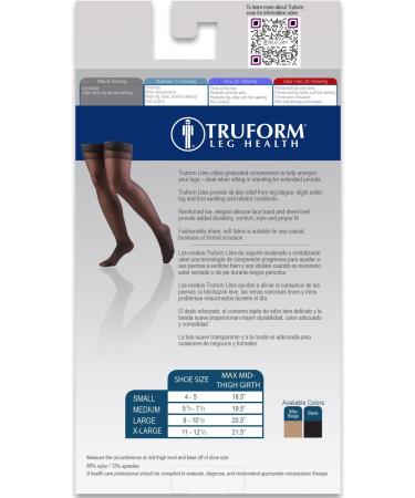 Truform Sheer Compression Stockings for Women - 8-15 mmHg Thigh High Black Medium (Pack of 2) - International Shipping Available - Buy Online on GoSupps.com
