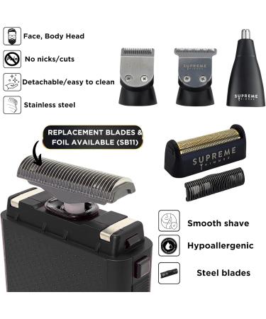 Buy Supreme Trimmer Multigroomer SMG3030 + Solo Foil Shaver Kit | 14PC Wet/Dry All-in-One Beard & Face Trimmer | Ideal for Barbers & Home Use - Fast International Shipping - Buy Online on GoSupps.com