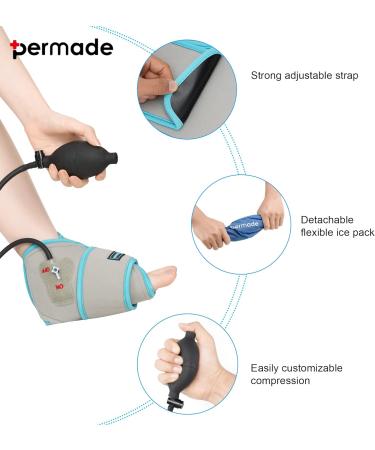 Compression Ankle Ice Pack with Air Pump - Hot & Cold Therapy for Plantar Fasciitis, Swelling, Sprains - Reusable Gel Wrap for Foot Injuries - Buy Online on GoSupps.com