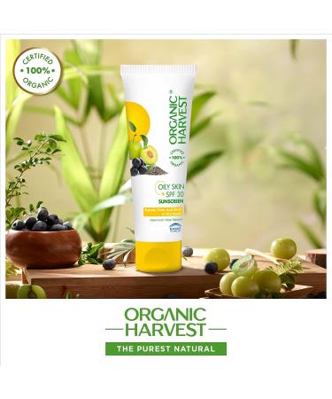 Organic Harvest Sunscreen SPF 30 with Blue Light Technology | UVA & UVB Protection | PA+++ | Hydrating & Nourishing | For Oily Skin | 100% Certified Organic | Sulphate & Paraben Free - 100gm - Buy Online on GoSupps.com