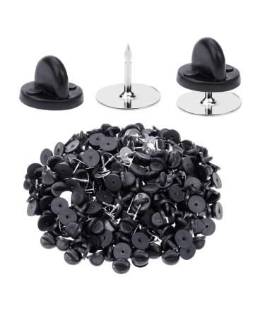 400pcs PVC Rubber Pin Backs Heliltd Butterfly Clutch Pins Tie Tacks Blank Pins for Uniform Badges Backing Holder Clasp Lapel Pin Enamel Pins(200 Sets) black