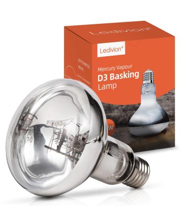 Ledivion D3 UV Basking Lamp 80 Watt Reptile Heat Lamp UVB UVA Mercury Vapor Self-Ballasted Provides Heat Light & UV for Reptile and Amphibian 80.0 Watts