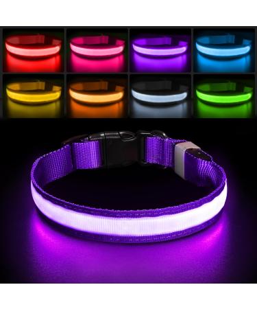 PCEOTLLAR LEASTHELS BAND DOUR Dog Hall Band bright waterproof 7 Color Change adjustable LED Light collar dogs for small medium-sized dogs for night safety purple-s S (28-40cm/11-15.7inch) 2022-purple