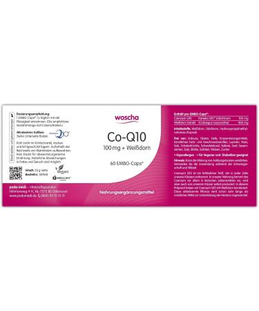 Woscha Co-Q10 100mg with Hawthorn - 60 Veg K-Caps for Heart Health | Buy Internationally - Buy Online on GoSupps.com