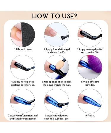 Pockcat 6 Colors Chrome Nail Powder Set for Glittery Metal Mirror Effect - 3D Holographic Ice Aurora Dust Nail Art Kit with Sponge Sticks - Buy Online on GoSupps.com