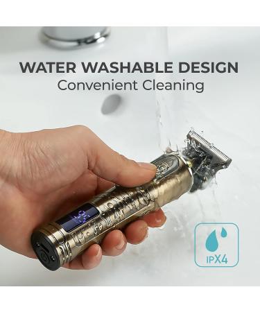 RESUXI Beard Trimmer and Hair Clippers for Men - Professional Beard Grooming Kit with Rechargeable Waterproof Shaver - Electric Cordless Design - 3 Changeable Detailer Combs (Gold) - Buy Online on GoSupps.com
