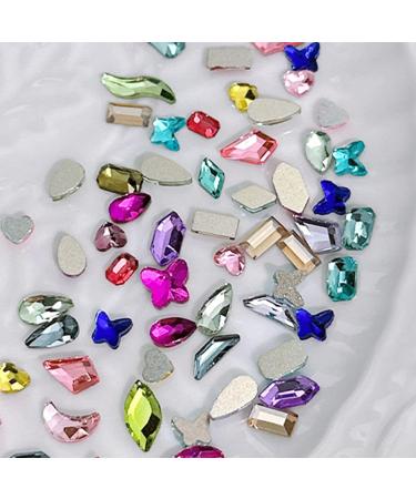 FEIlei 100Pcs Mixed Glass Crystal Hybrid Diamond Rhinestones Nail Art Decorations Drop Rhombus Flatback Stones 3D Gems - Buy Online on GoSupps.com
