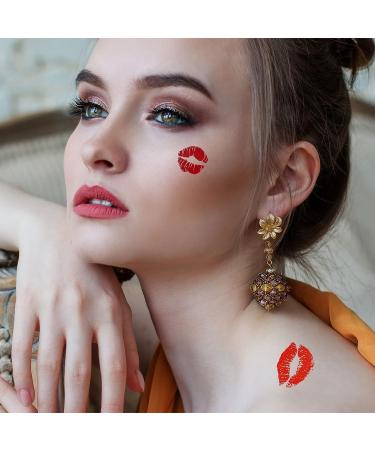 Red Lips Temporary Tattoo Stickers - 55 Sheets (145Pcs) | Self-Adhesive & Water-Proof | Perfect for Valentine's Day Decor | Ideal for Women & Girls - Buy Online on GoSupps.com