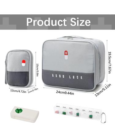Buy Wugu 2stk Portable Medication Bag - Moisture-Resistant Travel Pharmacy Bag with 2 Tablet Boxes for School Camping & Hiking - Gray - Buy Online on GoSupps.com
