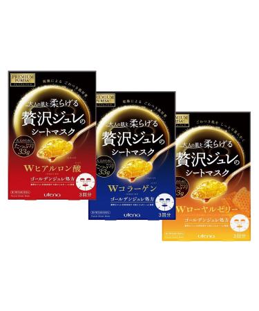 PREMIUM PUReSA facial sheet mask(W collagen hyaluronic acid W Royal Jelly)33gx 3sheets(Pack of 3)