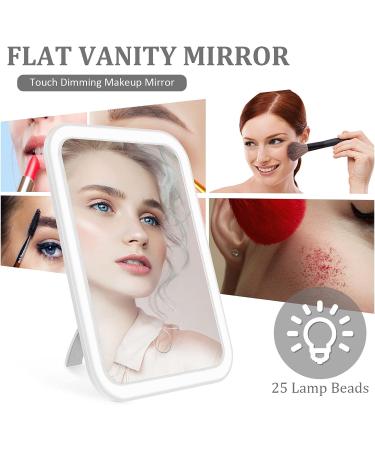 Touch Screen LED Makeup Mirror | 3 Colors Dimmable | Rechargeable USB | Portable Vanity Mirror for Travel | Cosmetic Mirror for Girls - Buy Online on GoSupps.com