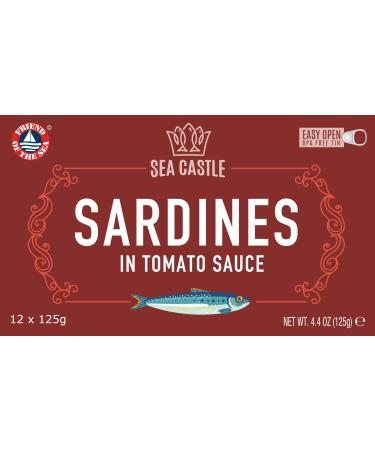 Sea Castle Sardines in Tomato Sauce 125g (Case of 12) | Rich in Omega 3 Easy Open BPA Free Tin Kosher