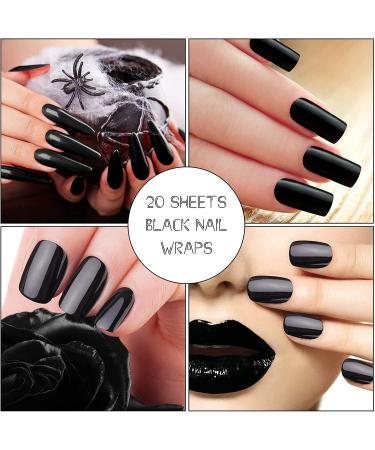 280 Black Nail Wraps Full Cover Decals with Nail Files - Cool Style for Girls & Women - Buy Online on GoSupps.com
