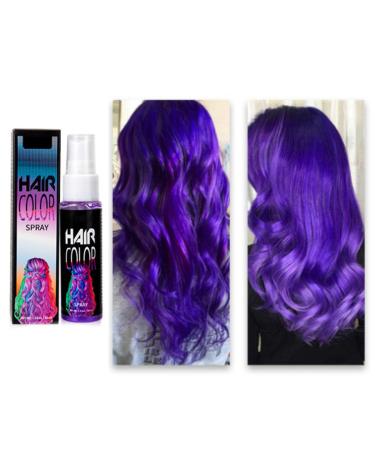 Temporary Hair Color Spray Purple Washable Hair Dye Spray Spray-On Hair Color Instant Vivid Hair Color for All Hair Types Fast-Drying Travel Size 1 oz 1-Pack