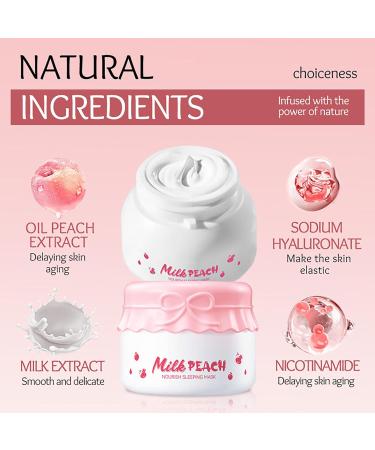 Milk Peach Sleeping Face Mask - Face Masks Overnight for Skin Lightening - Face Masks Beauty for Anti-Aging - Hydrating Face Mask for Dry Skin - Facial Mask for Anti-Wrinkle Moisturizing (120g) - Buy Online on GoSupps.com