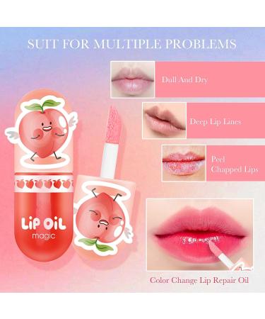 PASNOWFU 3Pcs Hydrating Lip Oil Set | Color Change Lip Gloss | Moisturizing Tinted Lip Oil | Long Lasting Lip Tint Stain for Dry Lips | Lip Care Gift for Women Girls - Peach - Buy Online on GoSupps.com