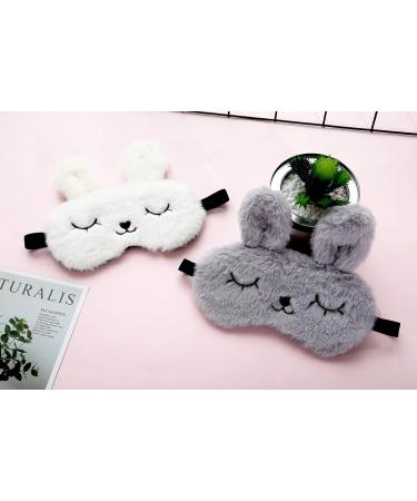 Silk Plush Bunny Grey Sleep Mask - Cute Rabbit Eye Mask for Women & Kids - Buy Online on GoSupps.com