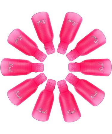 XYGK nail polish remover clips 10 pcs set acrylic gel polish clinging gel polish remote nails Art gel cap for toenails & finger UV gel paint removal (rose red)