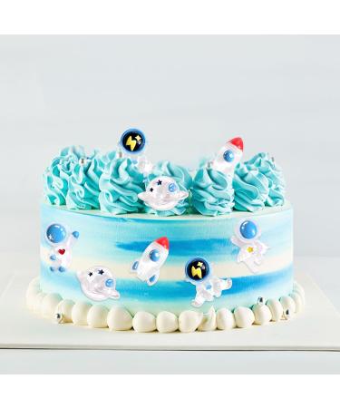 Cyodoos 25Pcs Outer Space Cupcake Toppers Space Astronaut Cupcake Picks Rocket Planet Trip to the Outer Space Themed Kids Children Party Supplies Blue - Buy Online on GoSupps.com
