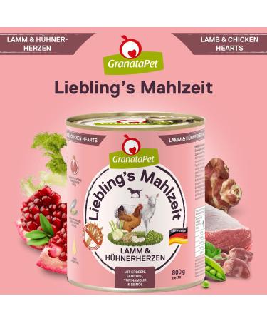 Granapet Liebling's Meal Lamb & Chicken Hearts - Grain-Free No Sugar Dog Food (6 x 800g) - Premium Wet Food for Dogs - Buy Online on GoSupps.com