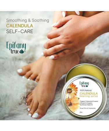Epifany True 100% Natural Calendula Salve 2oz | Soothing Balm for Dry Skin, Eczema, Rashes, Bruises, Bug Bites | Organic Beeswax | Itch Relief - Buy Online on GoSupps.com