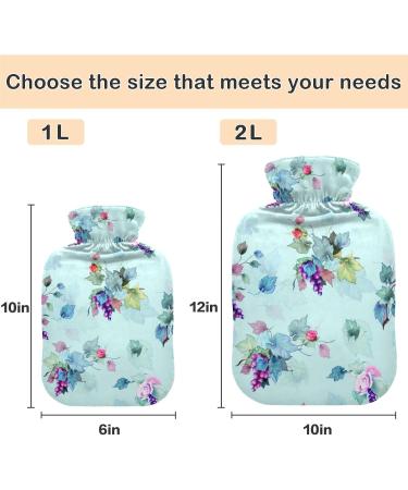 NAANLE 2L Hot Water Bottle with Lid - Grape Flowers | Transparent Heat Bottle for Back Pain Relief & Cold Therapy - Buy Online on GoSupps.com